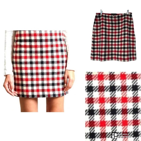 Talbots Plaid Mini Skirt - Red, Black, White - Picture 1 of 6